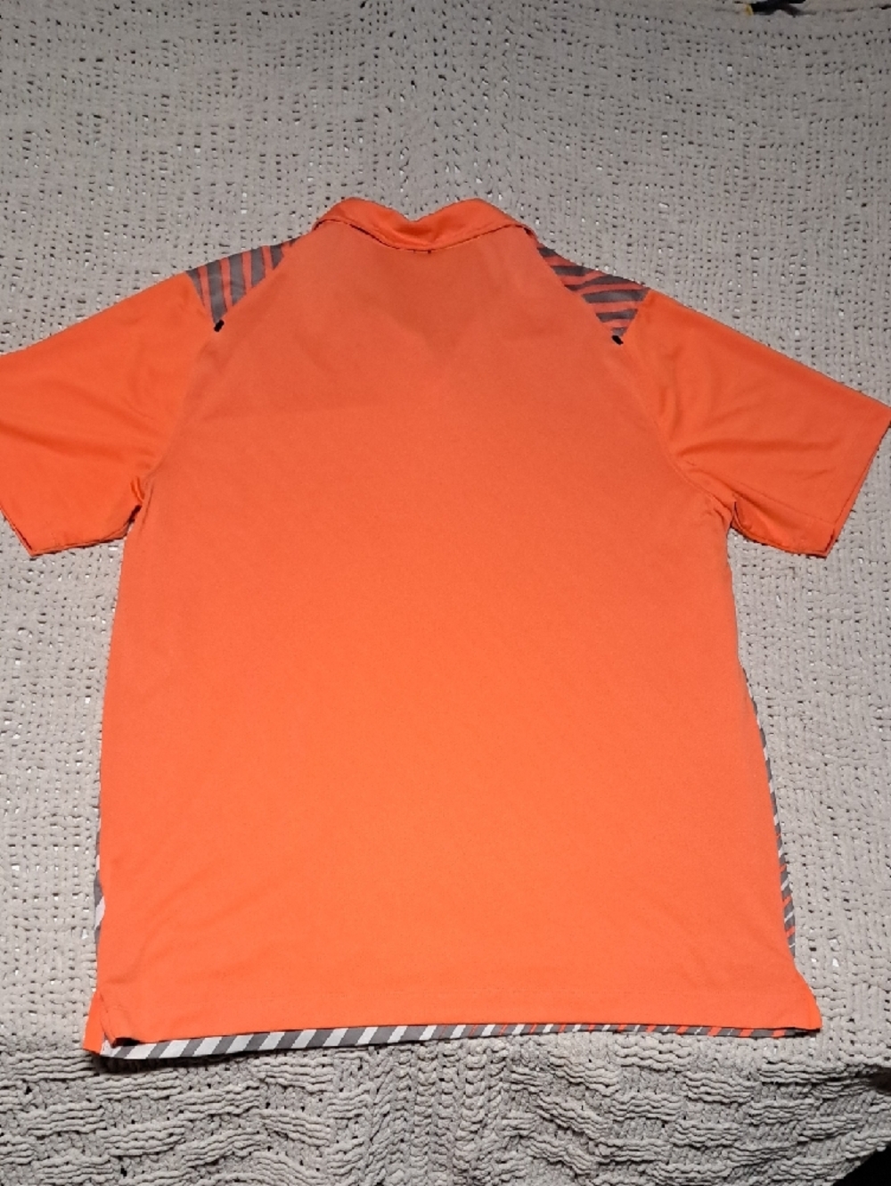 Nike Men's Orange and Gray Diagonal Stripe Polo - Picture 4 of 7